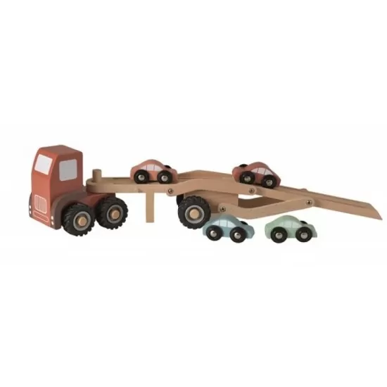 Camion din lemn cu 4 masini culori pastel Egmont Camion din lemn cu 4 masini culori pastel Egmont