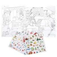 Carte de colorat cu abtibilduri Exploratori Moulin Roty