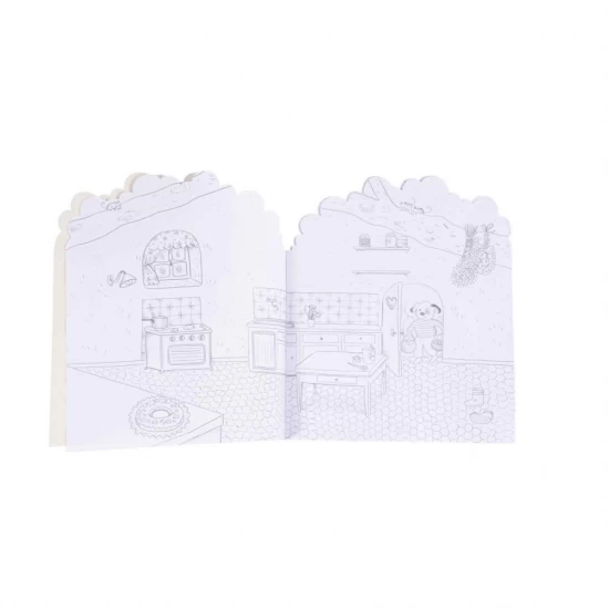 Carte de colorat cu stickere Marea familie Moulin Roty