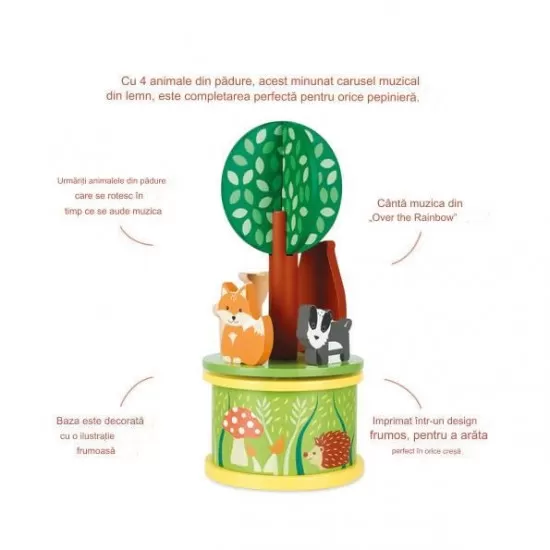 Carusel muzical cu animale de padure Orange Tree Toys Carusel muzical cu animale de padure Orange Tree Toys