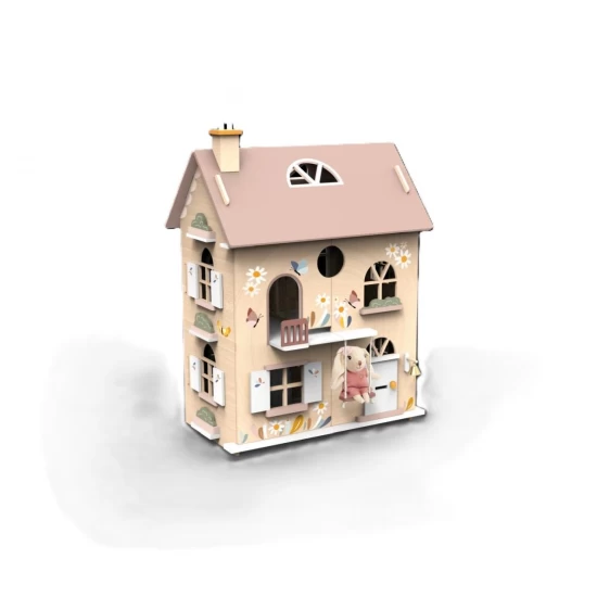 Casa de papusi din lemn cu accesorii Speedy Monkey