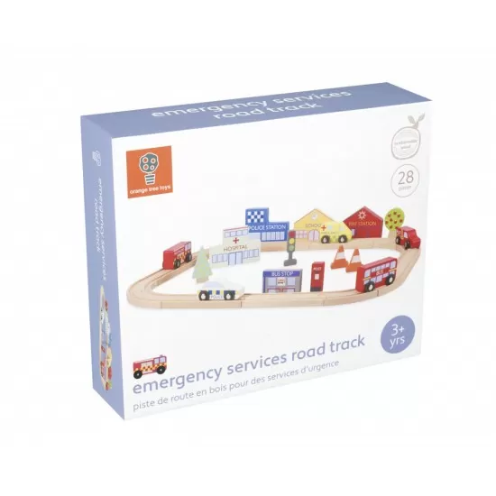 Circuit din lemn cu vehicule utilitare Orange Tree Toys Circuit din lemn cu vehicule utilitare Orange Tree Toys