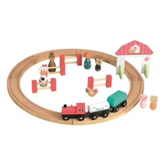Set circuit tren din lemn cu figurine Egmont Toys Set circuit tren din lemn cu figurine Egmont Toys