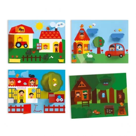 Set creativ Colaje V-ati ascunselea Djeco Set creativ Colaje V-ati ascunselea Djeco