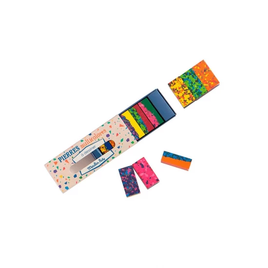 Cuburi cerate multicolore pentru desen Moulin Roty Cuburi cerate multicolore pentru desen Moulin Roty