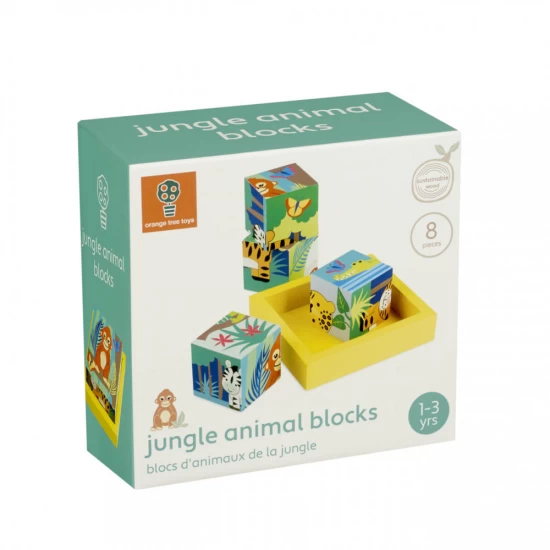 Cuburi cu animale din jungla Orange Tree Toys Cuburi cu animale din jungla Orange Tree Toys