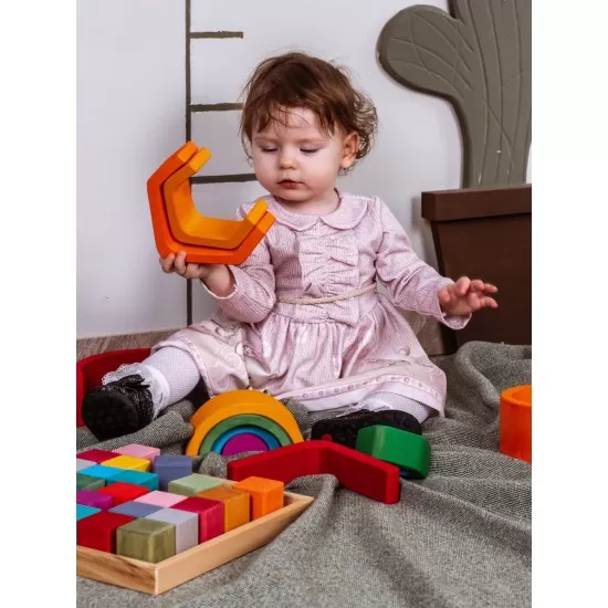 Set educativ din lemn - Curcubeu mediu