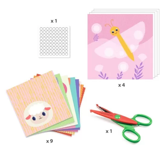 Set creativ decupaje Djeco cu foarfeca cu taietura ondulata Set creativ decupaje Djeco cu foarfeca cu taietura ondulata