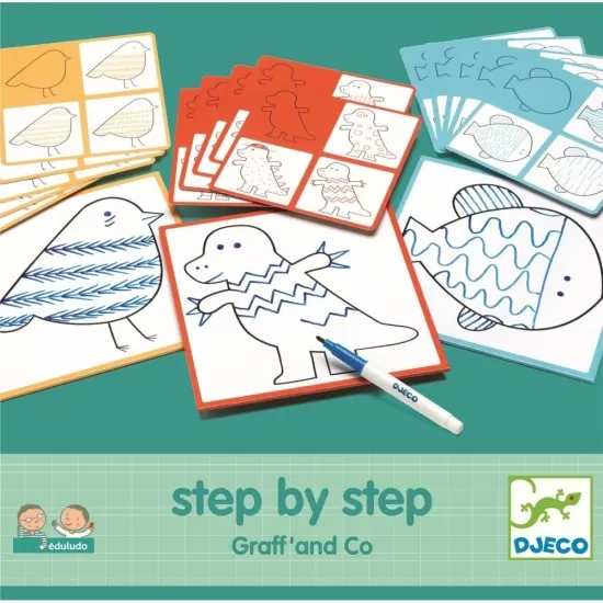 Set creativ Deseneaza pas cu pas Grafic Djeco Set creativ Deseneaza pas cu pas Grafic Djeco