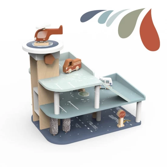 Garaj cu masinute din lemn Speedy Monkey