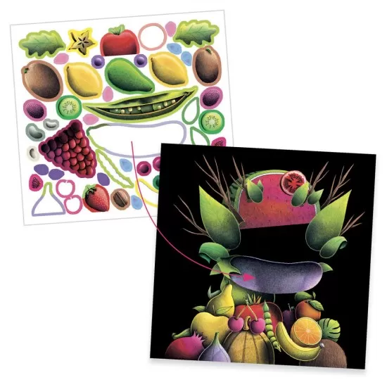 Set stickere Fructe si legume Djeco Inspired by Arcimboldo