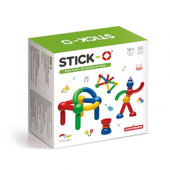 Joc de construit cu magneti Stick-O - Set de baza cu 20 piese Joc de construit cu magneti Stick-O - Set de baza cu 20 piese
