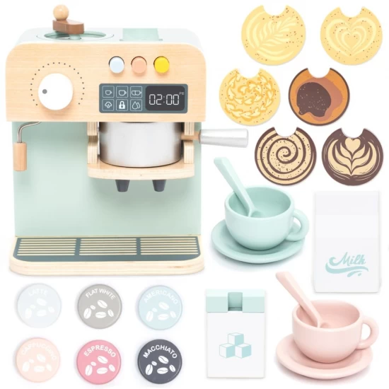 Set de joaca aparat de cafea din lemn cu accesorii UMU Toys Set de joaca aparat de cafea din lemn cu accesorii UMU Toys