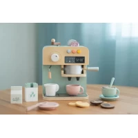 Set de joaca aparat de cafea din lemn cu accesorii UMU Toys