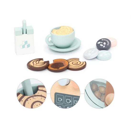 Set de joaca aparat de cafea din lemn cu accesorii UMU Toys Set de joaca aparat de cafea din lemn cu accesorii UMU Toys