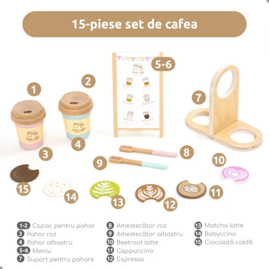 Set de joaca din lemn Coffee to go, UMU Toys, +3 ani