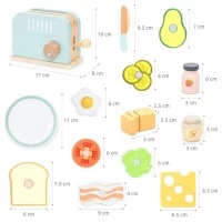 Set de joaca din lemn prajitor de paine cu accesorii 17 piese UMU Toys