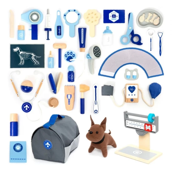 Set de joaca doctor veterinar 37 piese albastru UMU Toys Set de joaca doctor veterinar 37 piese albastru UMU Toys