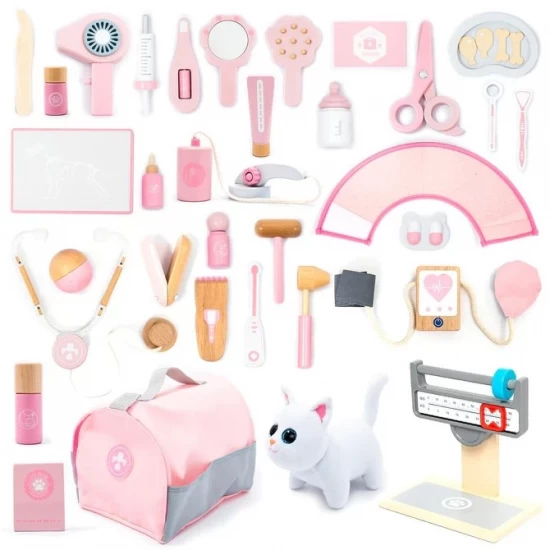 Set de joaca doctor veterinar 37 piese roz UMU Toys Set de joaca doctor veterinar 37 piese roz UMU Toys