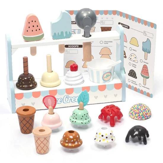 Set de joaca din lemn stand cu inghetata UMU Toys Set de joaca din lemn stand cu inghetata UMU Toys