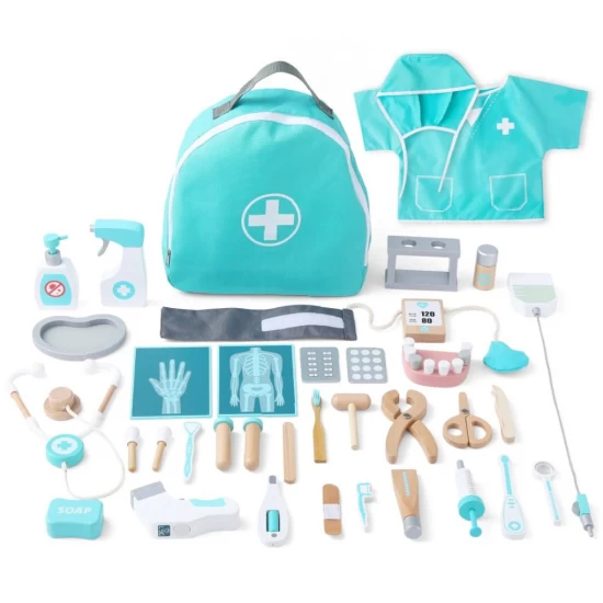 Set de joaca trusa completa de doctor din lemn 36 piese UMU Toys Set de joaca trusa completa de doctor din lemn 36 piese UMU Toys