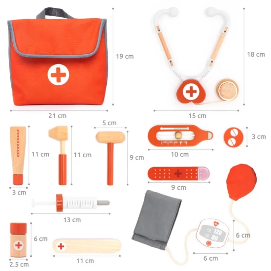 Set de joaca doctor din lemn 14 piese UMU Toys Set de joaca doctor din lemn 14 piese UMU Toys