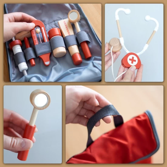 Set de joaca doctor din lemn 14 piese UMU Toys Set de joaca doctor din lemn 14 piese UMU Toys