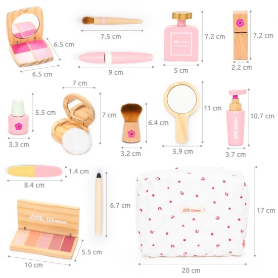 Set de joaca din lemn trusa make-up 17 piese UMU Toys Set de joaca din lemn trusa make-up 17 piese UMU Toys
