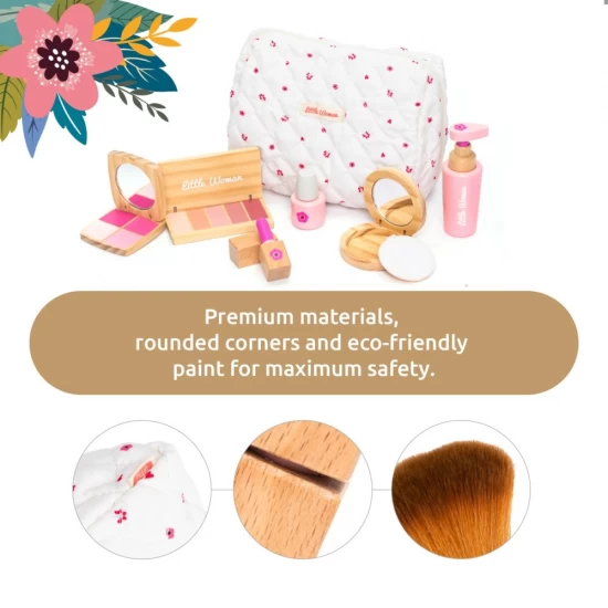 Set de joaca din lemn trusa make-up 17 piese UMU Toys Set de joaca din lemn trusa make-up 17 piese UMU Toys