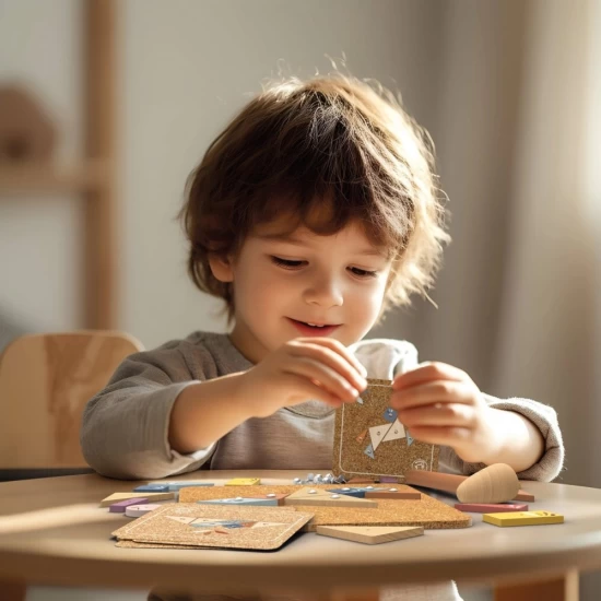 Joc educativ cu ciocanel si panou din pluta Speedy Monkey