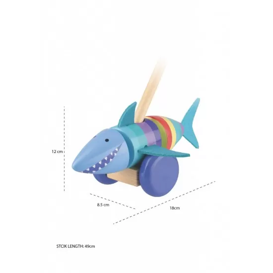 Jucarie de impins Rechinul Vesel Orange Tree Toys Jucarie de impins Rechinul Vesel Orange Tree Toys