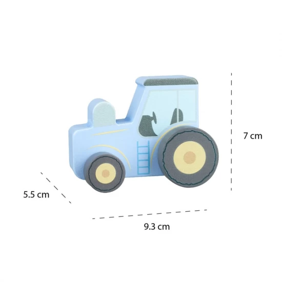 Jucarie de impins Tractor albastru din lemn Orange Tree Toys Jucarie de impins Tractor albastru din lemn Orange Tree Toys