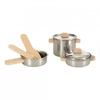 Set de joaca vase de inox cu manere din lemn Egmont Toys