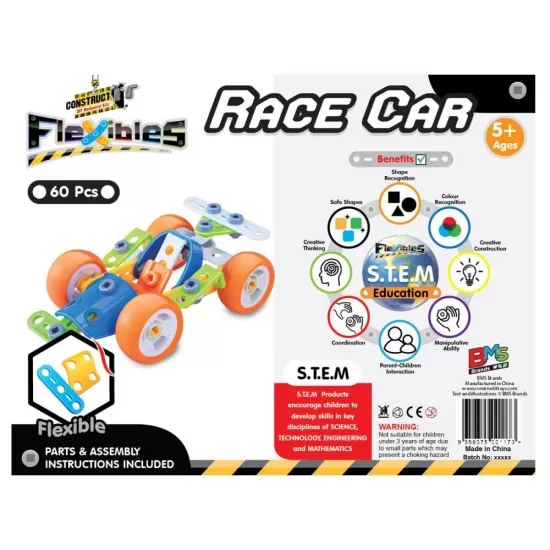 Kit constructie STEM Flexible Automobil de curse 60 piese Kit constructie STEM Flexible Automobil de curse 60 piese