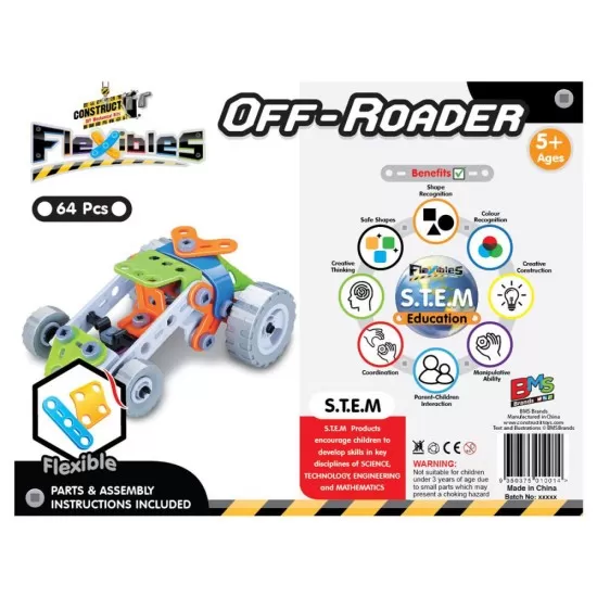 Kit constructie STEM Flexible Automobil de teren 66 piese Kit constructie STEM Flexible Automobil de teren 66 piese