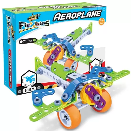 Kit constructie STEM Flexible Avion 73 piese