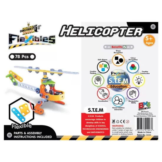 Kit constructie STEM Flexible Elicopter 79 piese Kit constructie STEM Flexible Elicopter 79 piese