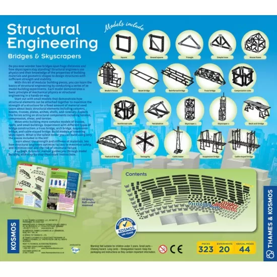 Kit constructie STEM Inginerie structurala 323 piese Kit constructie STEM Inginerie structurala 323 piese
