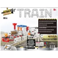 Kit STEM Locomotiva cu aburi și doua vagoane, nivel intermediar, 239 piese