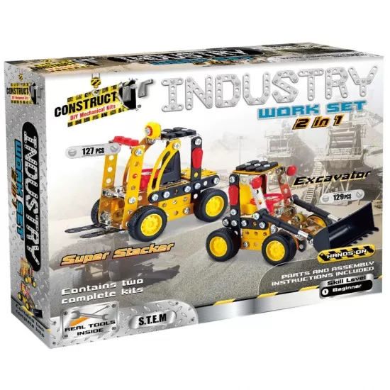 Kit STEM Vehicule de construcție 2 in 1, nivel incepator, 256 piese Kit STEM Vehicule de construcție 2 in 1, nivel incepator, 256 piese