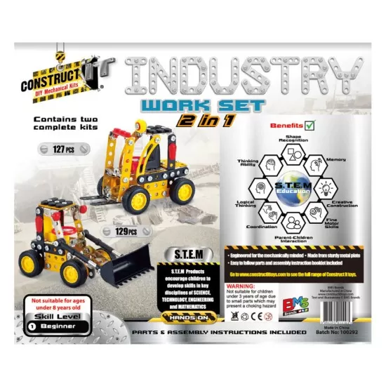 Kit STEM Vehicule de construcție 2 in 1, nivel incepator, 256 piese Kit STEM Vehicule de construcție 2 in 1, nivel incepator, 256 piese