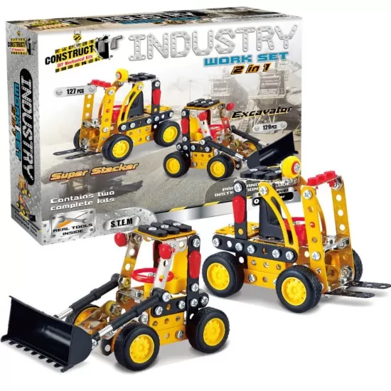 Kit STEM Vehicule de construcție 2 in 1, nivel incepator, 256 piese Kit STEM Vehicule de construcție 2 in 1, nivel incepator, 256 piese