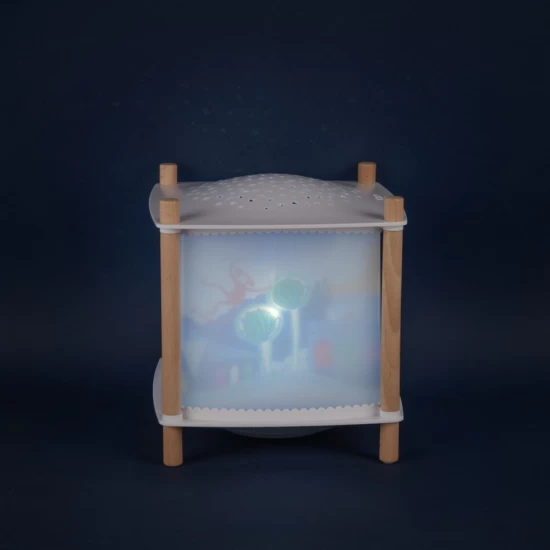 Lampa de veghe pentru copii cu 4 cantece de leagan, control remote, proiectie stele, cablu USB, Padure, Moulin Roty