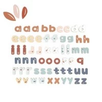 Set 60 litere magnetice colorate din lemn Speedy Monkey