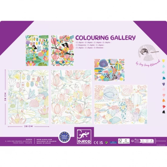 Mapa cu 3 postere de colorat motive japoneze Djeco Mapa cu 3 postere de colorat motive japoneze Djeco