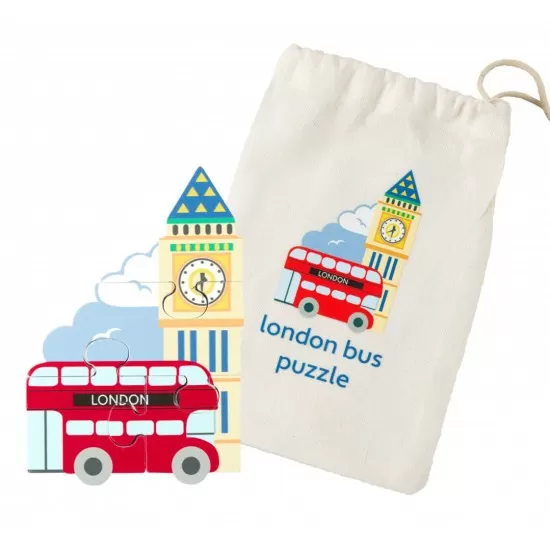 Mini puzzle din lemn autobuzul londonez Orange Tree Toys 4 piese Mini puzzle din lemn autobuzul londonez Orange Tree Toys 4 piese