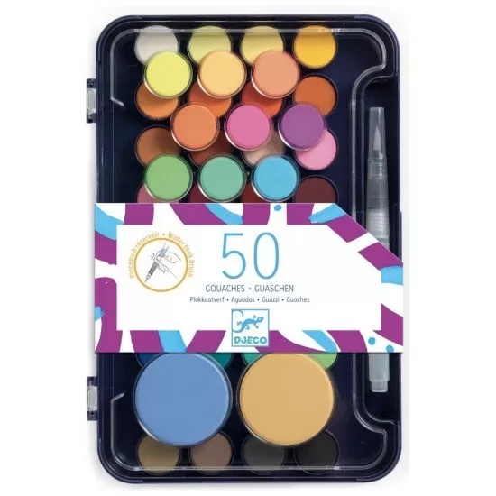 Paleta cu 50 de culori guase Djeco Paleta cu 50 de culori guase Djeco