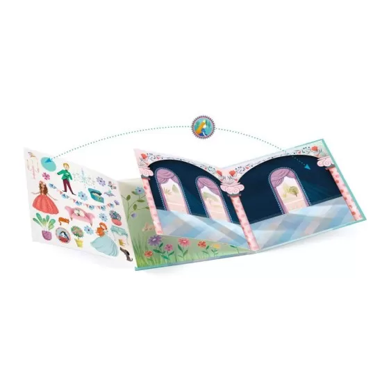 Planse cu abtibilduri repozitionabile Djeco - Viata la castel Planse cu abtibilduri repozitionabile Djeco - Viata la castel