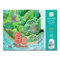 Planse de colorat si asamblat Peisaj insular stratificat Djeco