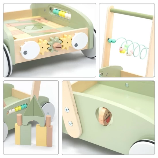 Premergator verde din lemn cu cuburi 5 in 1 UMU Toys